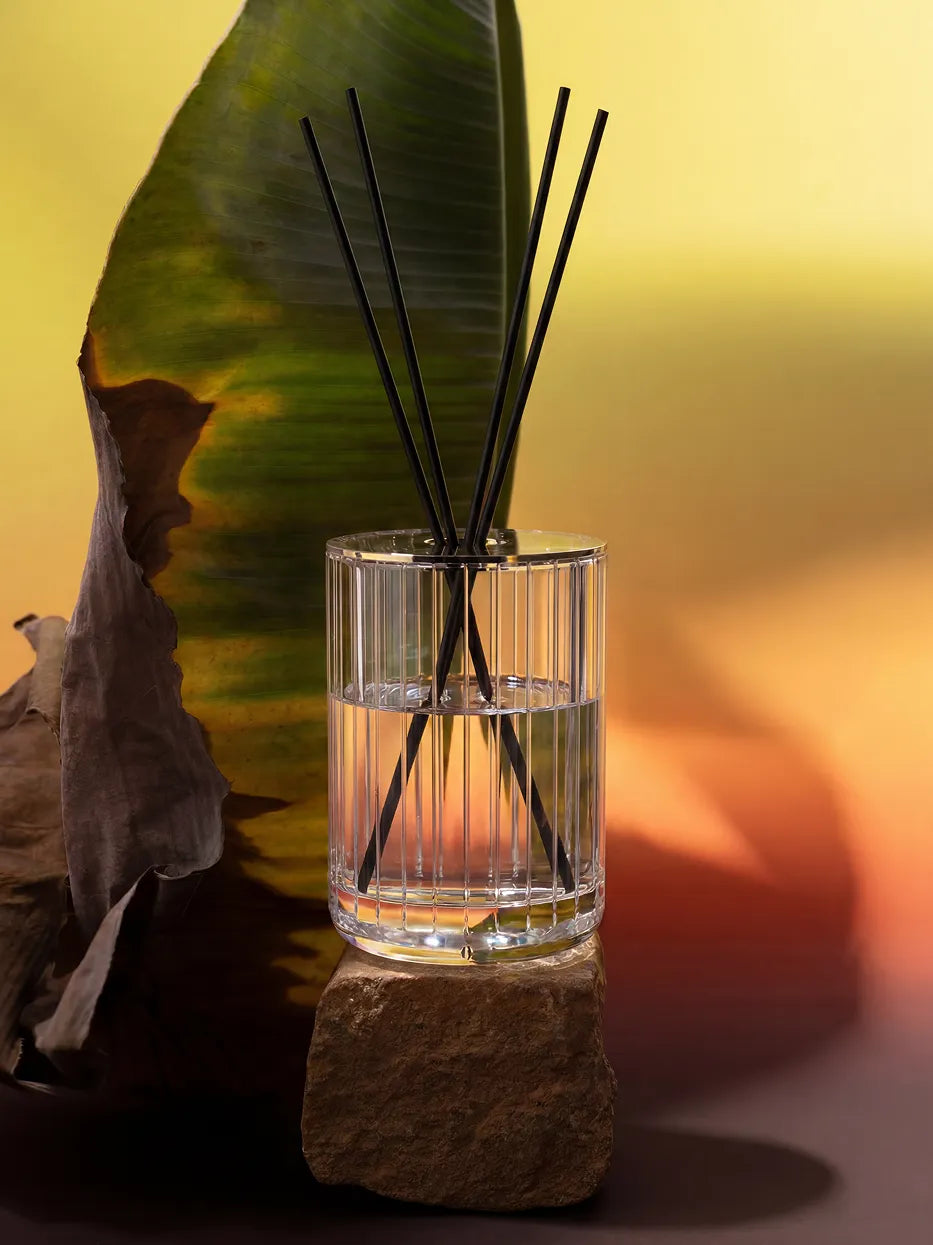 XUYU Fragrance Bottle, vertical cut crystal reed diffuser bottle, transparent glass aroma container for home fragrance decor