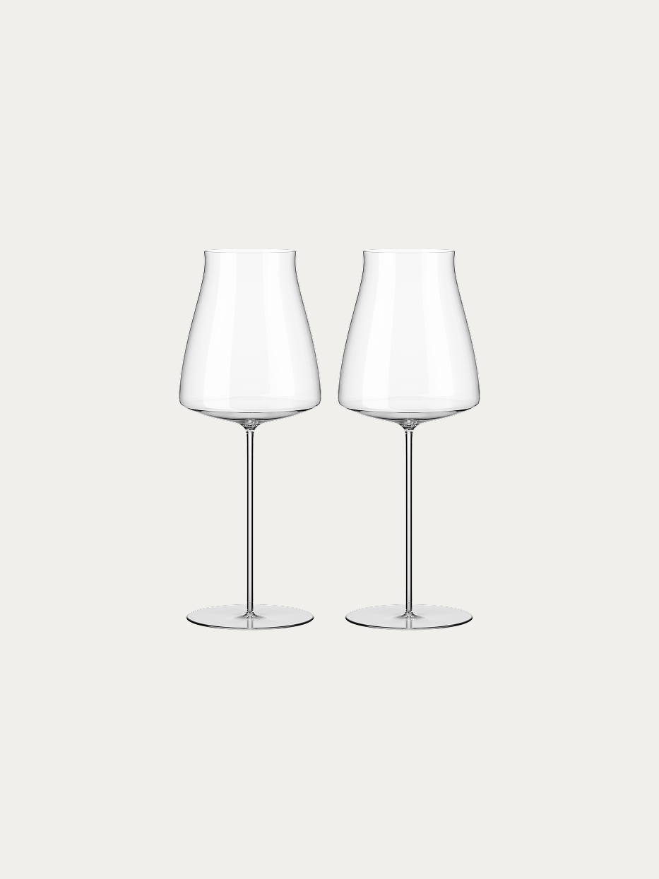 RESONG HOME 1833 Wine Glass #02 (Pair), slim shadow curved crystal white wine goblet set of 2, ultra-thin stem elegant wine glass for white wine tasting
