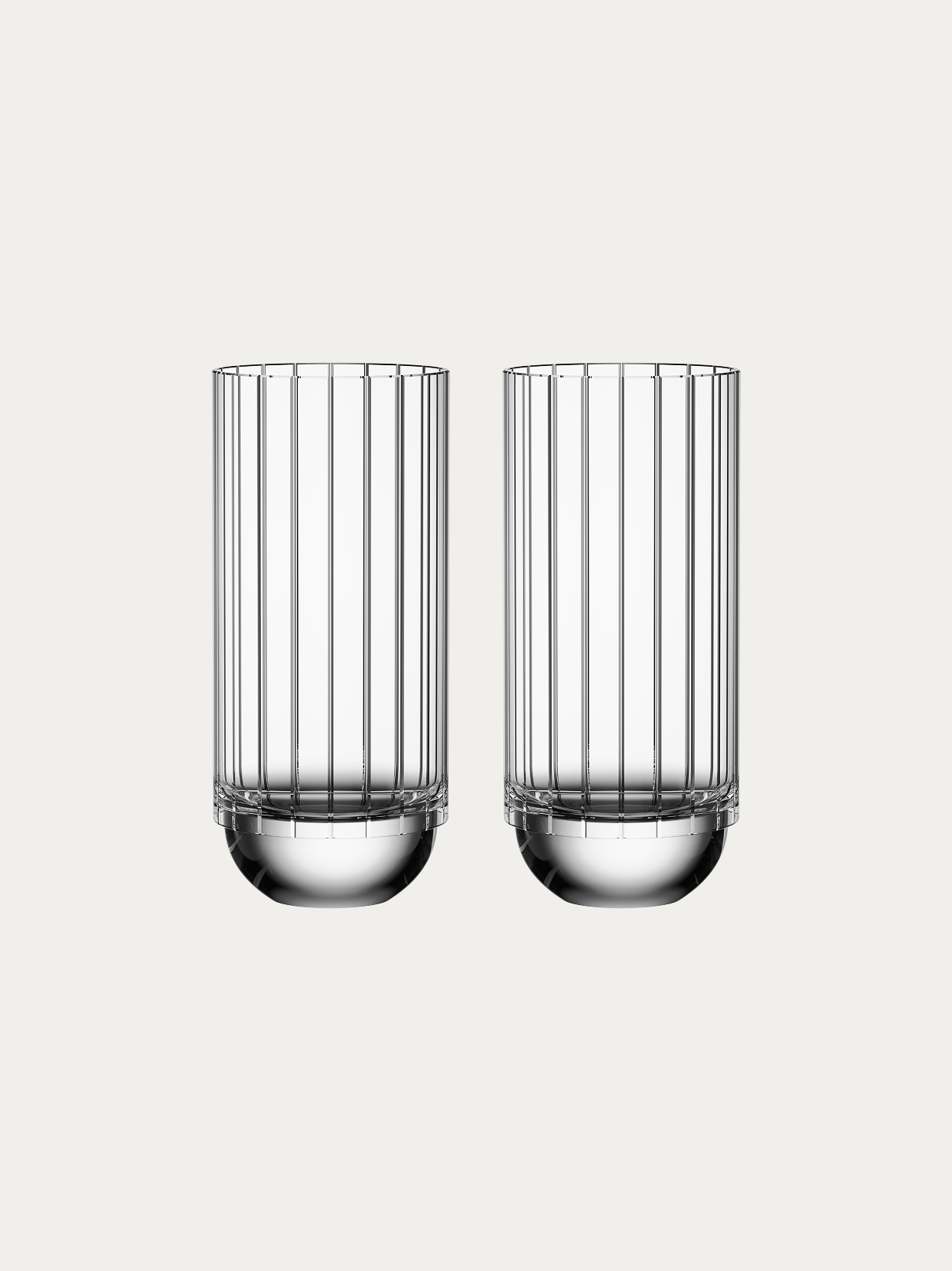 RESONG HOME DEWDROPS Tall Glass (Pair), hand cut vertical ribbed crystal highball glass set of 2, luxury tall clear drinking glassware